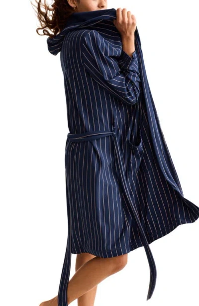 Fleur't Hooded Robe In Blue