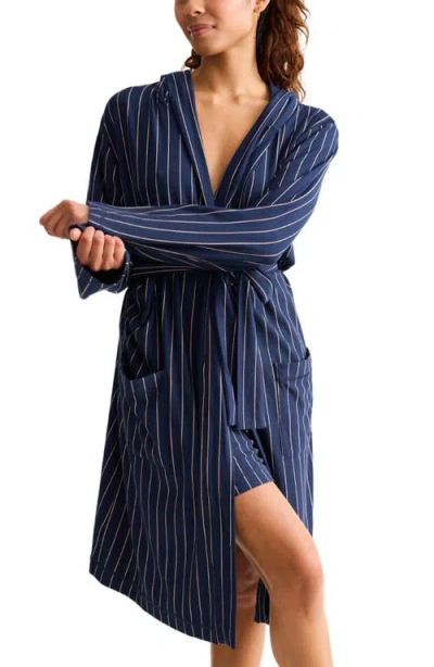 Fleur't Hooded Robe In Blue