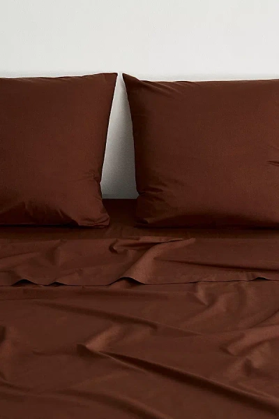 Bed Threads Organic Cotton Percale European Pillowcase Set In Espresso At Urban Outfitters In Brown