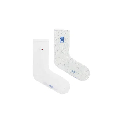 Tommy Hilfiger Blue Viscose Sock In White