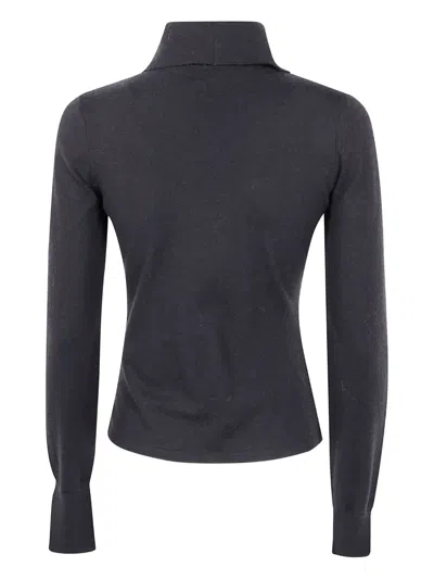 Blugirl Mix Viscose Shirt Neck Sweater In Black