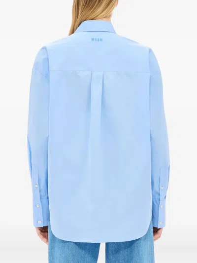 Msgm Rabbit-print Shirt In Blue