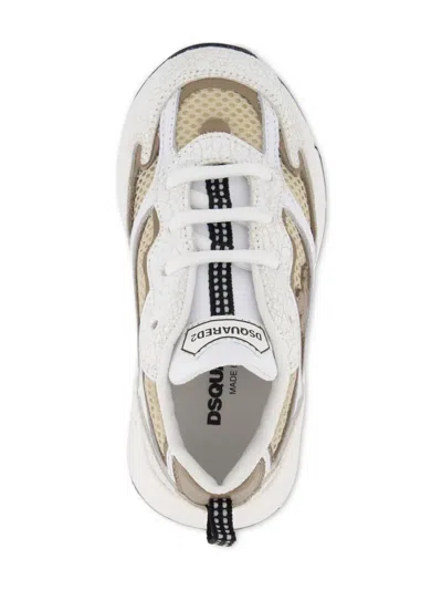 Dsquared2 Cracked-effect Mesh Sneakers In Neutral