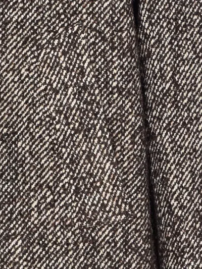 Nn07 Herringbone Pattern Mid-length Coat With Long Sleeves In Brown