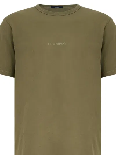 C.p. Company Logo-embroidered Jersey T-shirt In Green