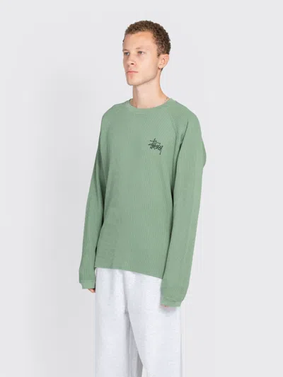 Stussy Raglan Thermal Basic Stock In Green