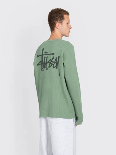 Stussy Raglan Thermal Basic Stock In Green