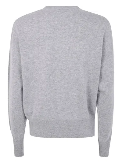 Blugirl Light Grey Knit Sweater With Cursive Logo Embellishment In Multi