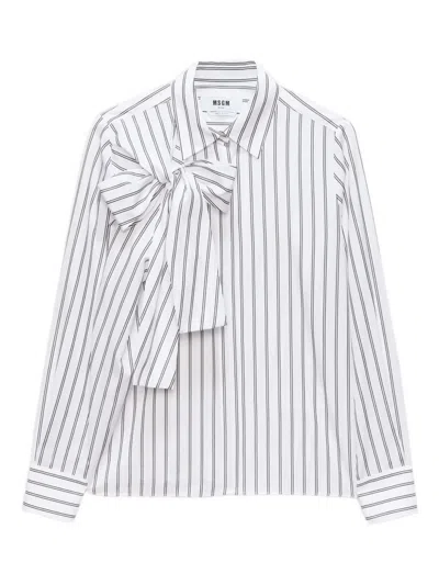 条纹蝴蝶结细节衬衫