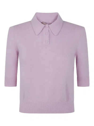 Twinset Ribbed Polo Shirt In Purple