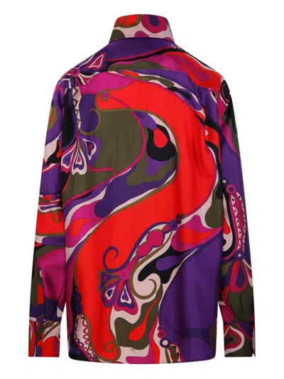 Pucci Silk Shirt With Abstract Print In Multi
