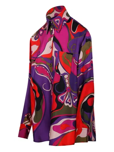Pucci Silk Shirt With Abstract Print In Multi