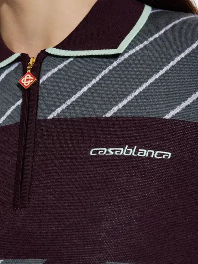 Casablanca "diagonal" Tennis Polo Shirt In Multi