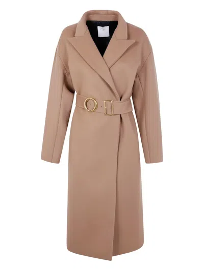 Mantù Belted Wool Coat In Pink