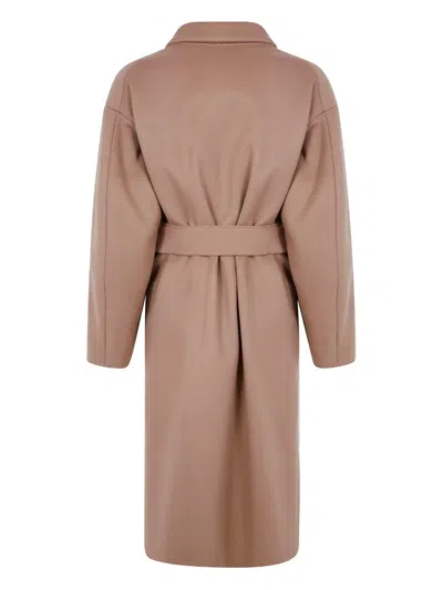 Mantù Belted Wool Coat In Pink