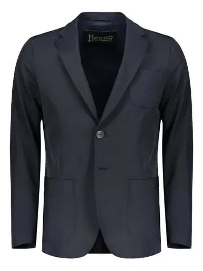 Herno Single-breasted Double-buttoned Suit Jacket In Blue