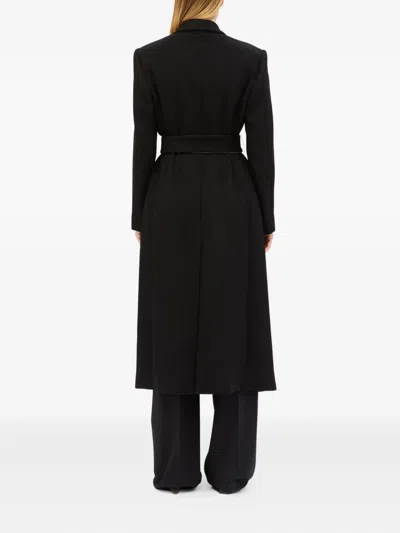 Msgm Double-breasted Belted Coat In Black