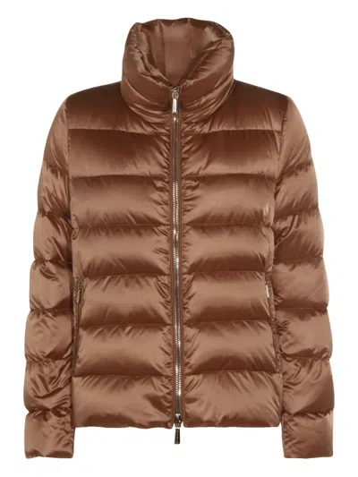 Moorer Insulated Jackets With High Collar And Pockets In Neutral