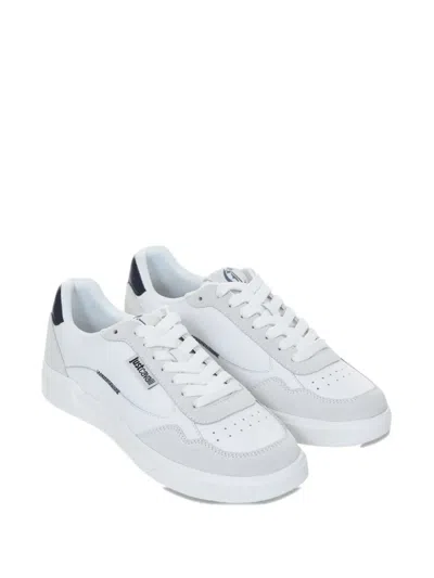 Just Cavalli Leather Panel Sneakers In White