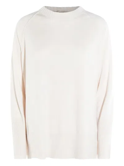 Antonelli Sweater With Raglan Sleeves And Ribbed Cuf In White