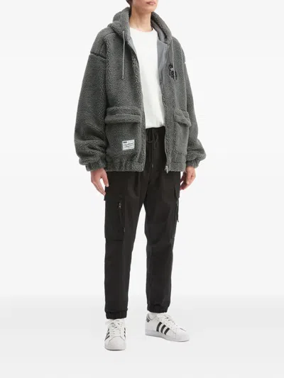 Fingercroxx Hooded Fleece Jacket In Gray