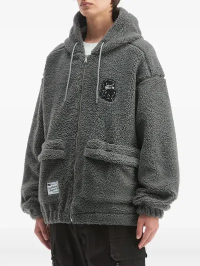 Fingercroxx Hooded Fleece Jacket In Gray