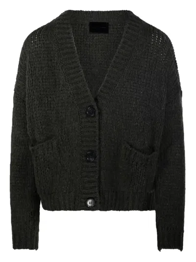 Roberto Collina Textured Knit Cardigan Front Pockets In Multi