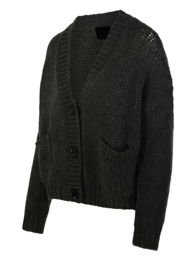 Roberto Collina Textured Knit Cardigan Front Pockets In Multi