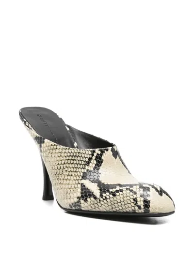 Khaite Colt 100 Python-effect Leather Mules In Animal Print