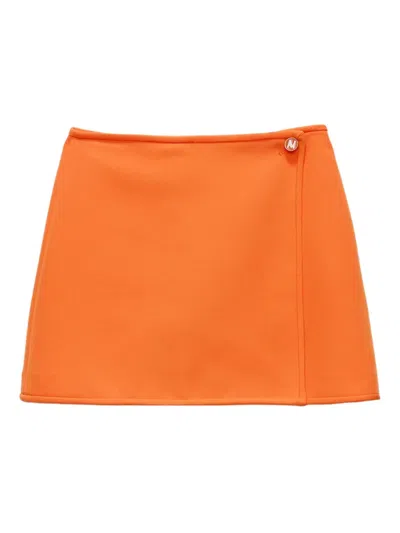 Msgm Button-fastening Mini Skirt In Orange