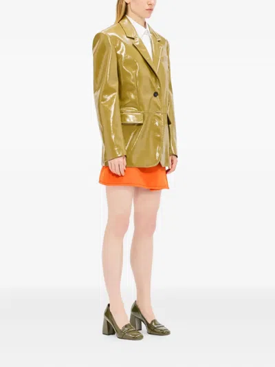 Msgm Button-fastening Mini Skirt In Orange