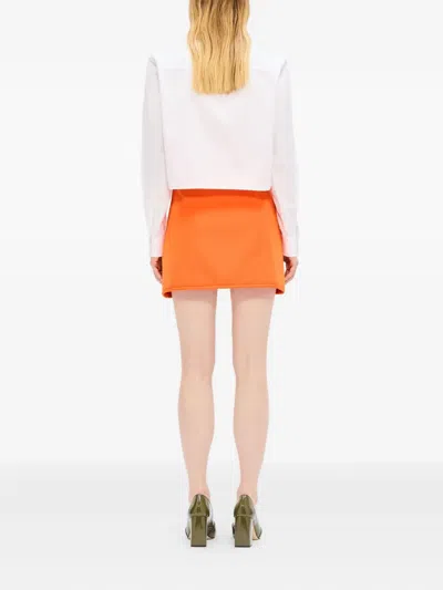 Msgm Button-fastening Mini Skirt In Orange