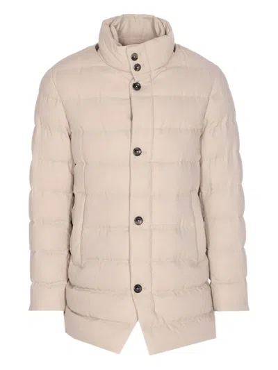 Herno Padded Jacket With Horizontal Quilting In Neutral