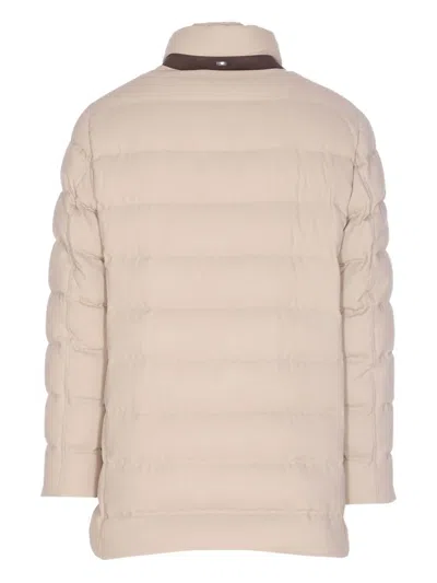 Herno Padded Jacket With Horizontal Quilting In Neutral