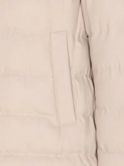 Herno Padded Jacket With Horizontal Quilting In Neutral