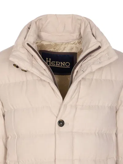 Herno Padded Jacket With Horizontal Quilting In Neutral