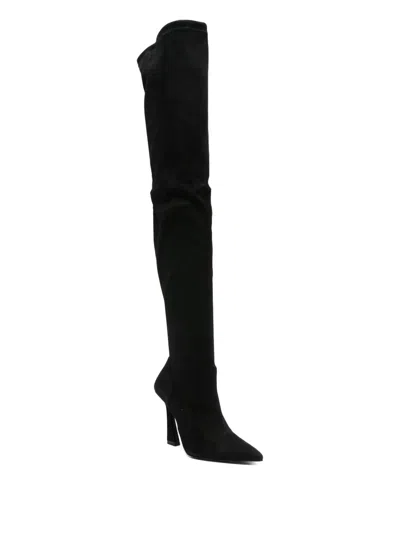 Stuart Weitzman Over-the-knee Stiletto Pointed Toe Boots In Black