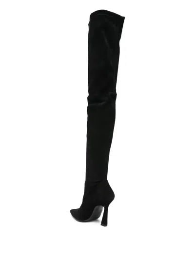 Stuart Weitzman Over-the-knee Stiletto Pointed Toe Boots In Black