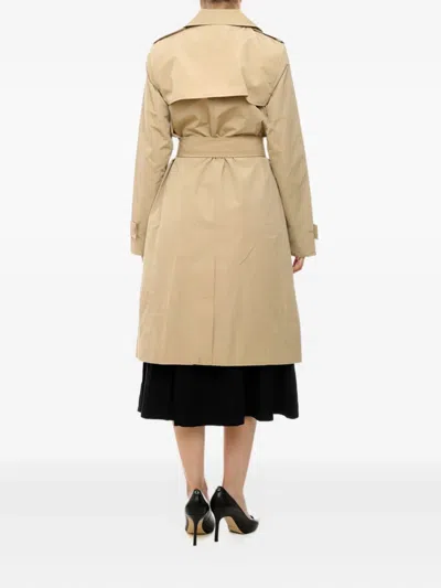 Michael Kors Polyester Blend Trench Coat With Notched Lapels In Neutral