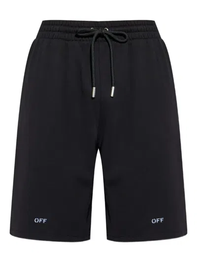 Off-white Casual Cotton Bermuda Shorts With Graphic Print In Black