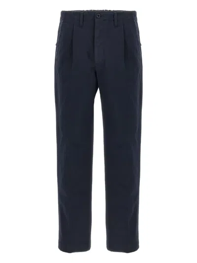 Incotex Cotton Trousers With Pleated Front And Pockets In Blue