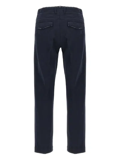 Incotex Cotton Trousers With Pleated Front And Pockets In Blue