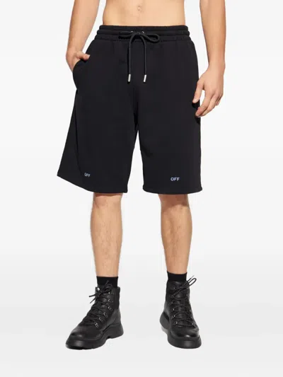 Off-white Casual Cotton Bermuda Shorts With Graphic Print In Black