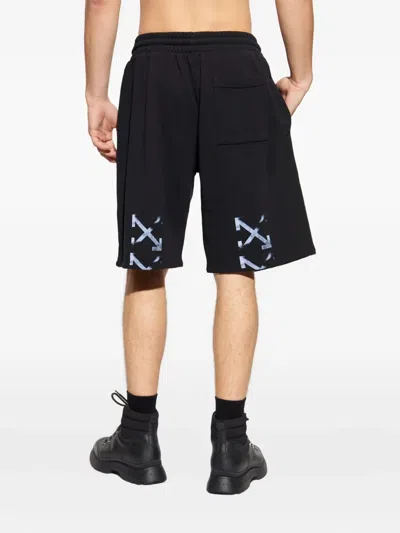 Off-white Casual Cotton Bermuda Shorts With Graphic Print In Black