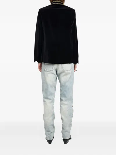 Zadig & Voltaire Womens Black Verysa Embroidered Velvet Blazer In Black