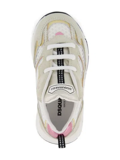 Dsquared2 Mesh-panel Suede Sneakers In Neutral