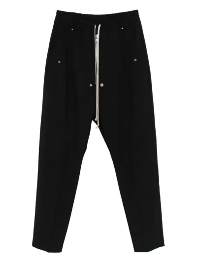 Rick Owens Black Drawstring Button Trousers In Black