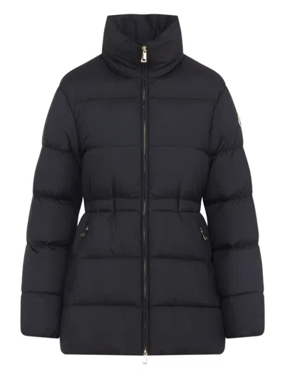 Moncler Down Jacket With Zip And Elastic Waist In Black
