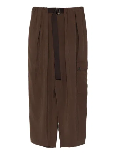 Alysi Pleated Detail Track Pants In Brown