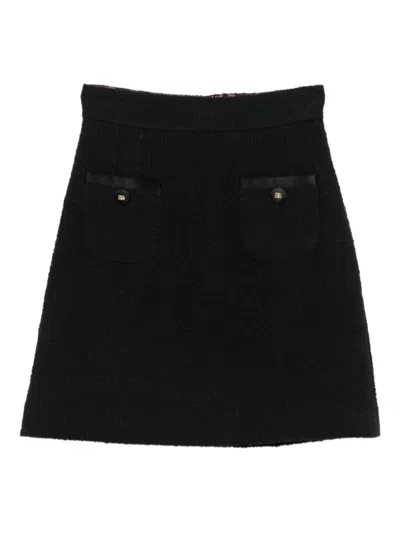 Dolce & Gabbana Cotton Skirt With Button Embellishment And Patch Pockets In Black